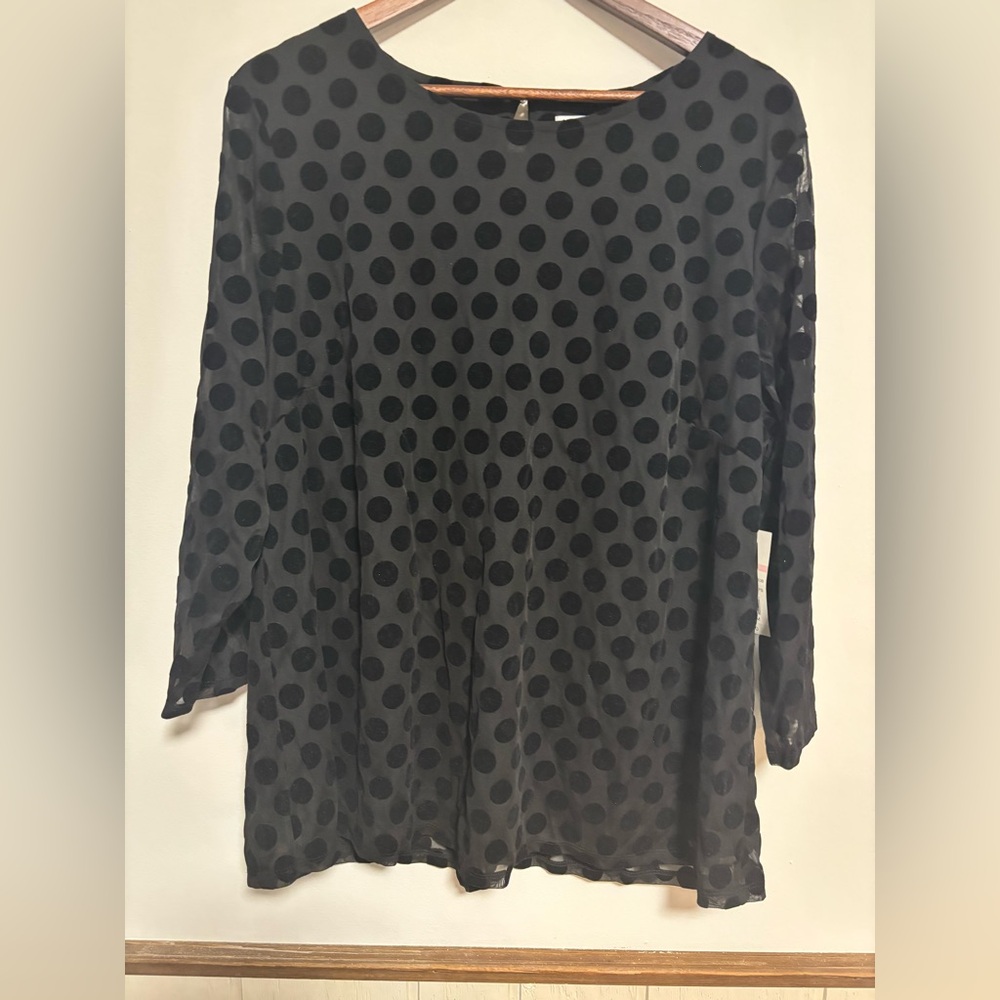 Black 3/4 Sleeve Boxy Blouse